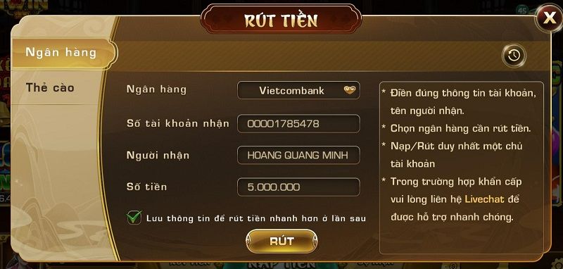 Hướng dẫn rút tiền thưởng tại cổng game IWIN