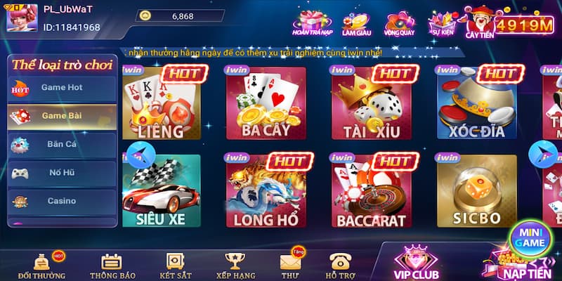 Game bài Baccarat Iwin hấp dẫn tại cổng game 